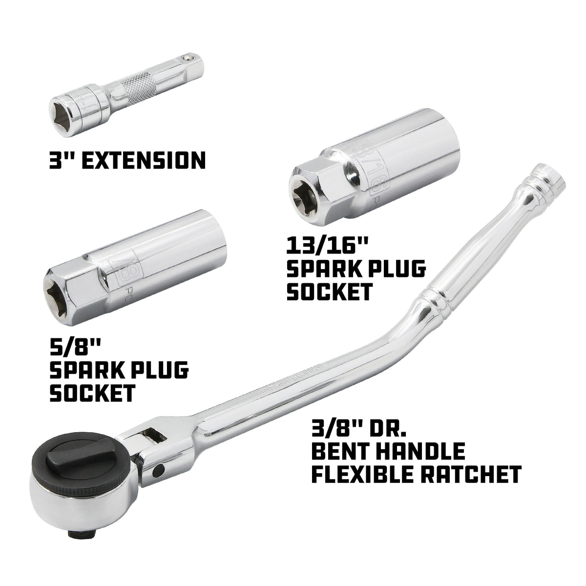 4 Piece Ratchet & Socket Tune Up Set