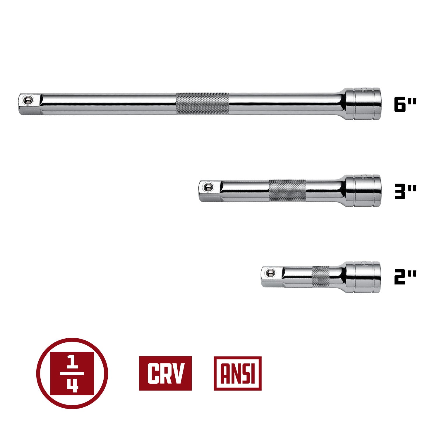 3 Piece 1/4 in. Dr. Socket Extension Bar Set