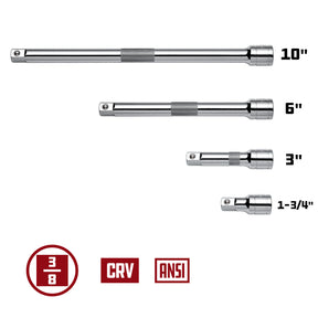 4 Piece 3/8 in. Dr. Socket Extension Bar Set