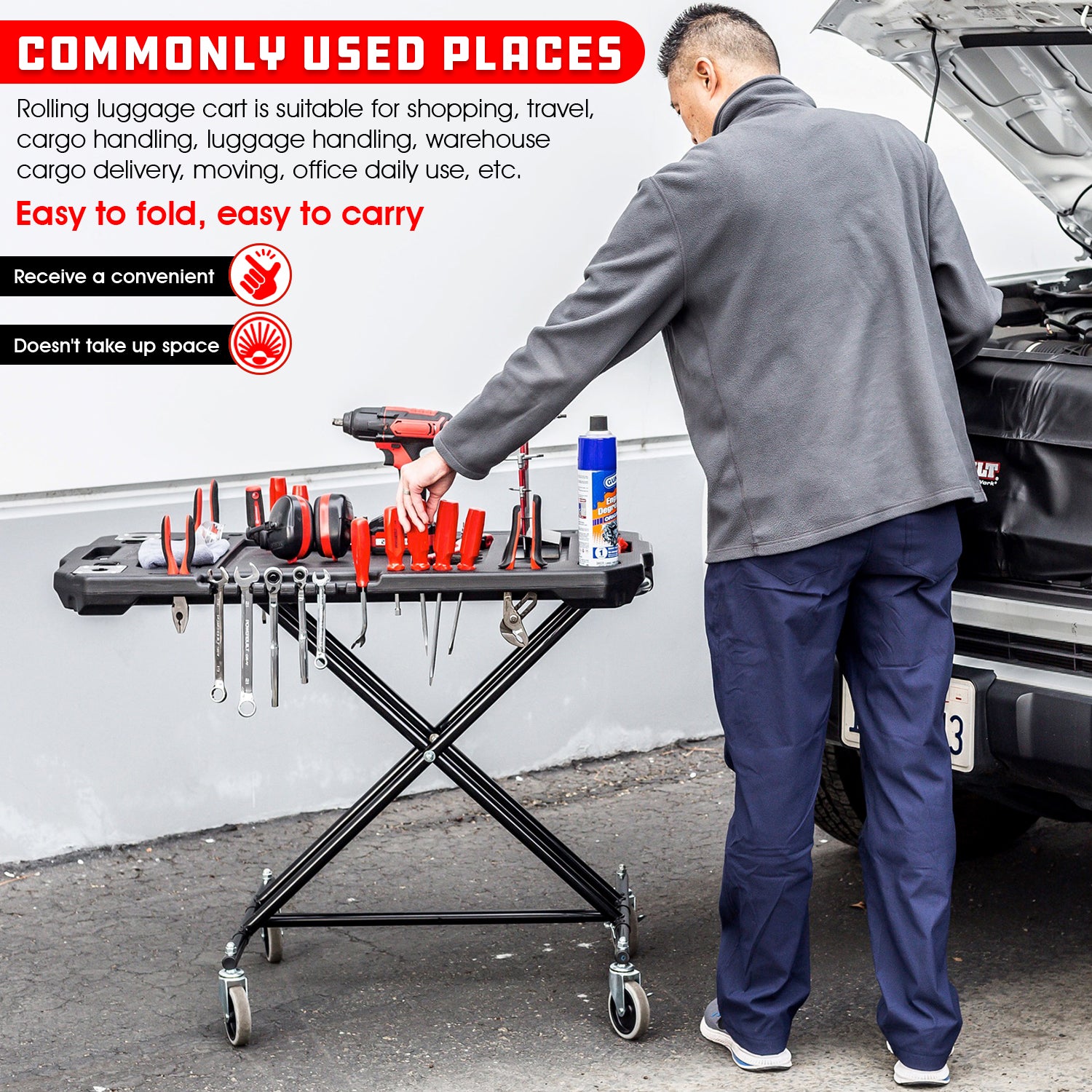 3-in-1 Heavy-Duty Work Table Dolly Cart