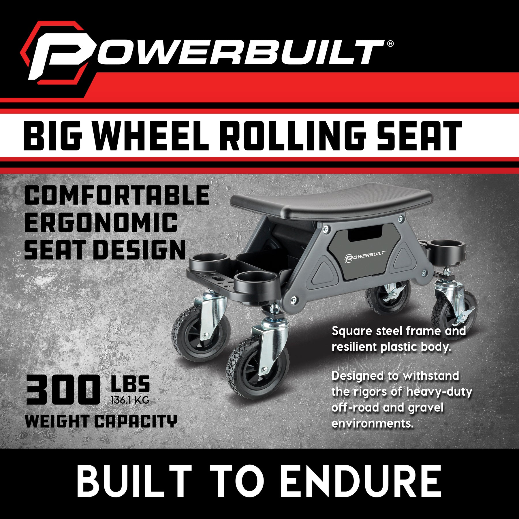 Big Wheel Heavy Duty Mechanic's Rolling Seat