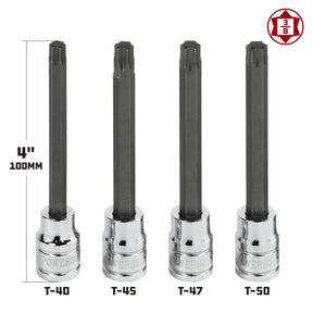 4 Piece 3/8 in. Dr. Long Reach Torx Bit Socket Set