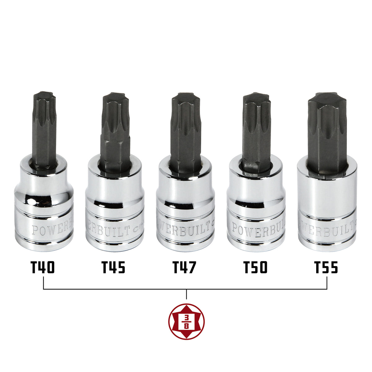 5 Piece 3/8 in. Dr. Torx Bit Socket Set