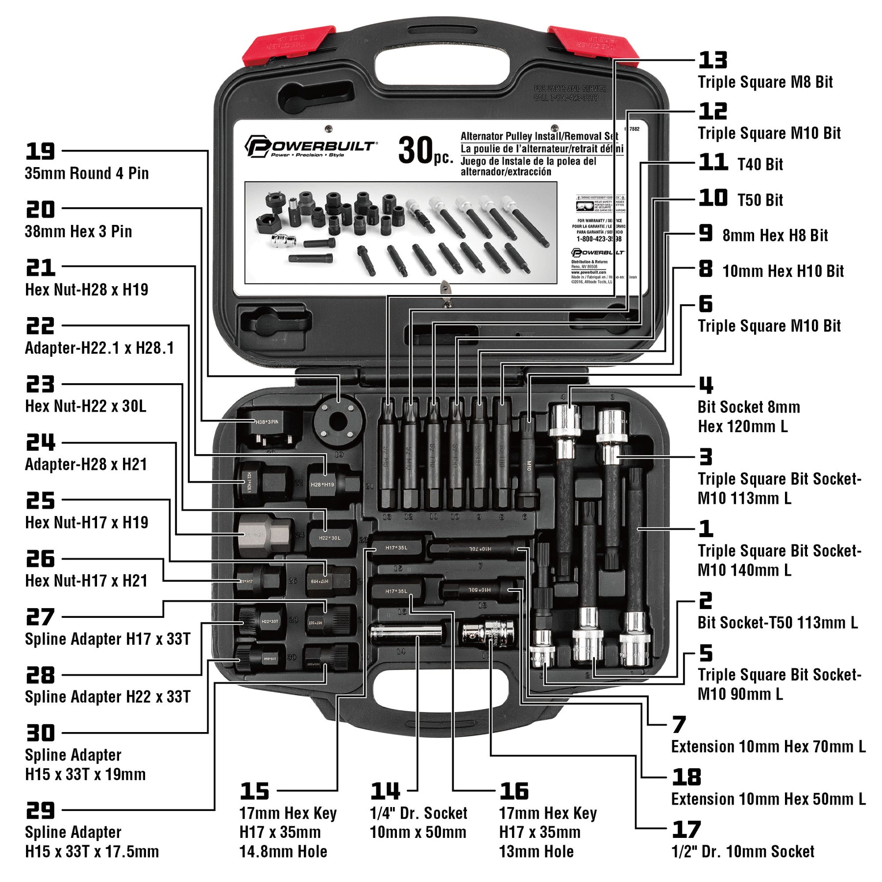 30 Piece Alternator Pulley Puller Kit