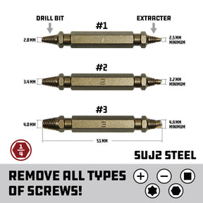 3 Piece Damaged Screw Remover Set