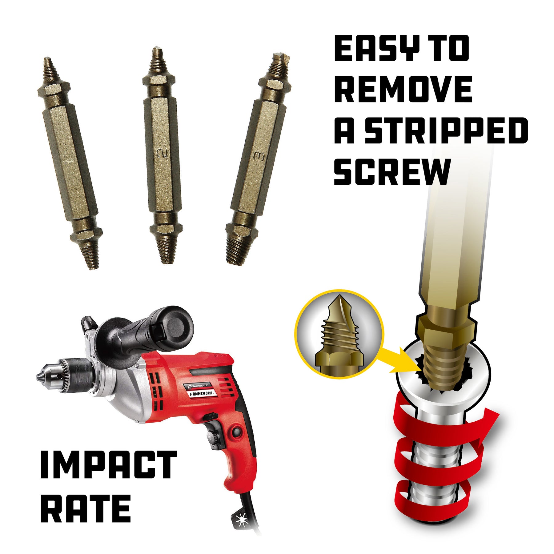 3 Piece Damaged Screw Remover Set