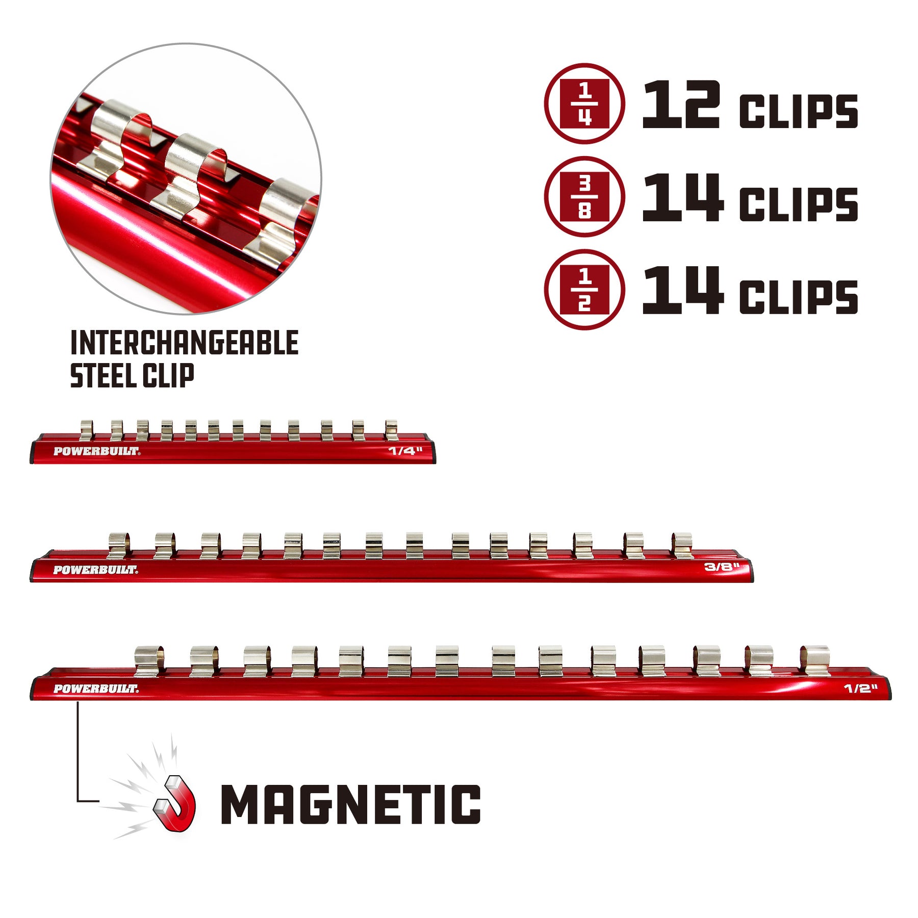 3 Piece Magnetic Socket Rail Set