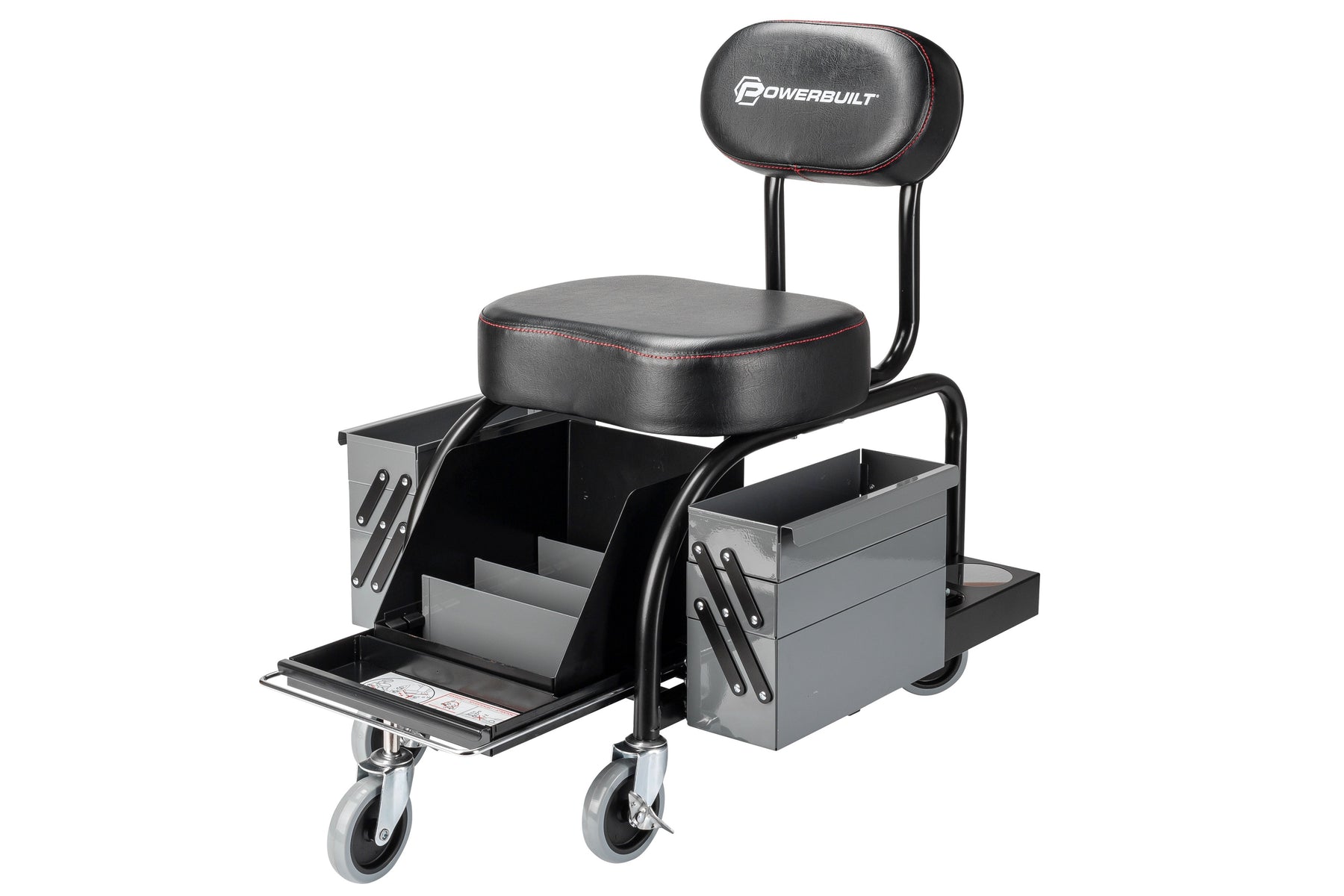 Professional Shop Seat With Expandable Side Trays