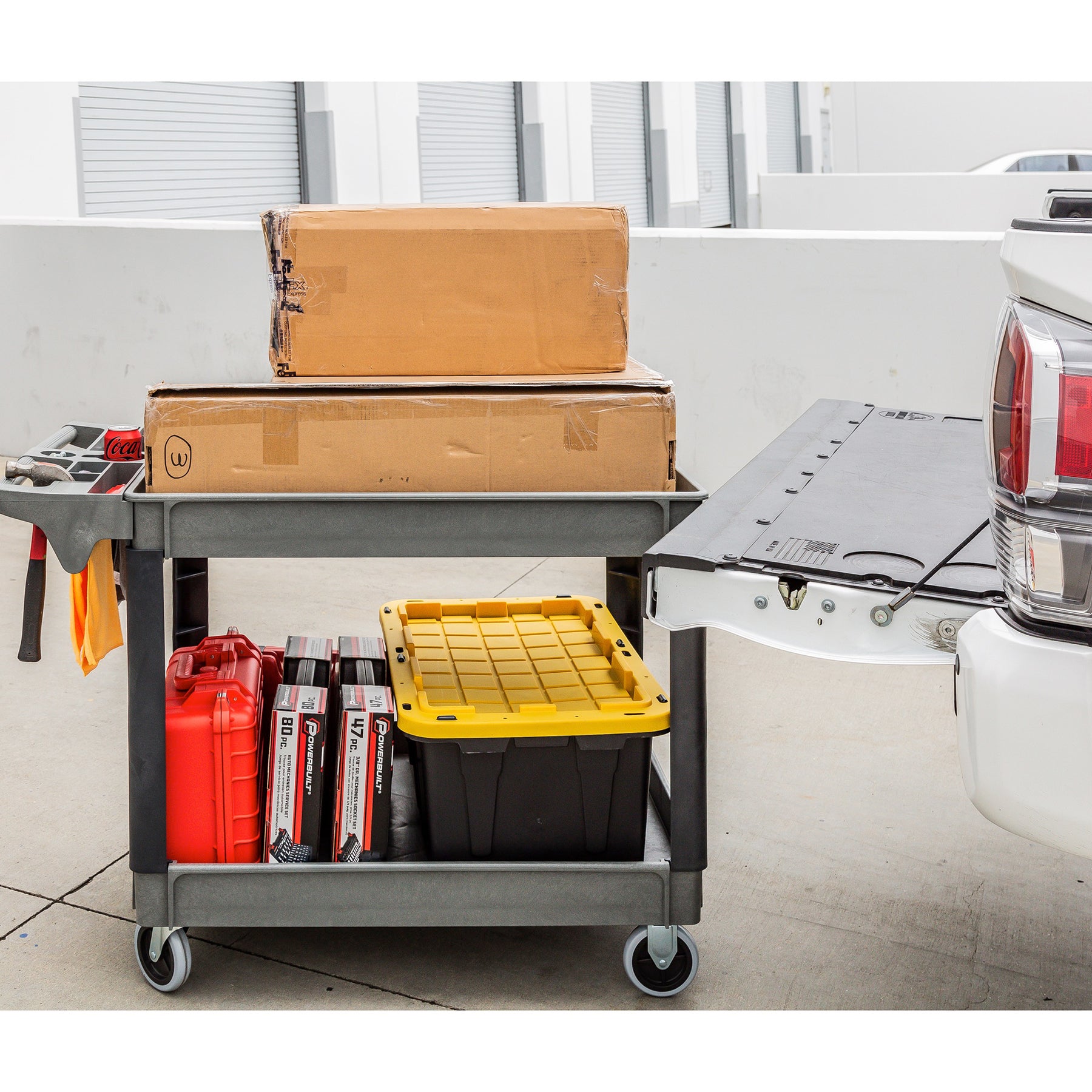 46 Inch x 26 Inch Utility Service Cart with 36 Inch x 24 Inch Tray