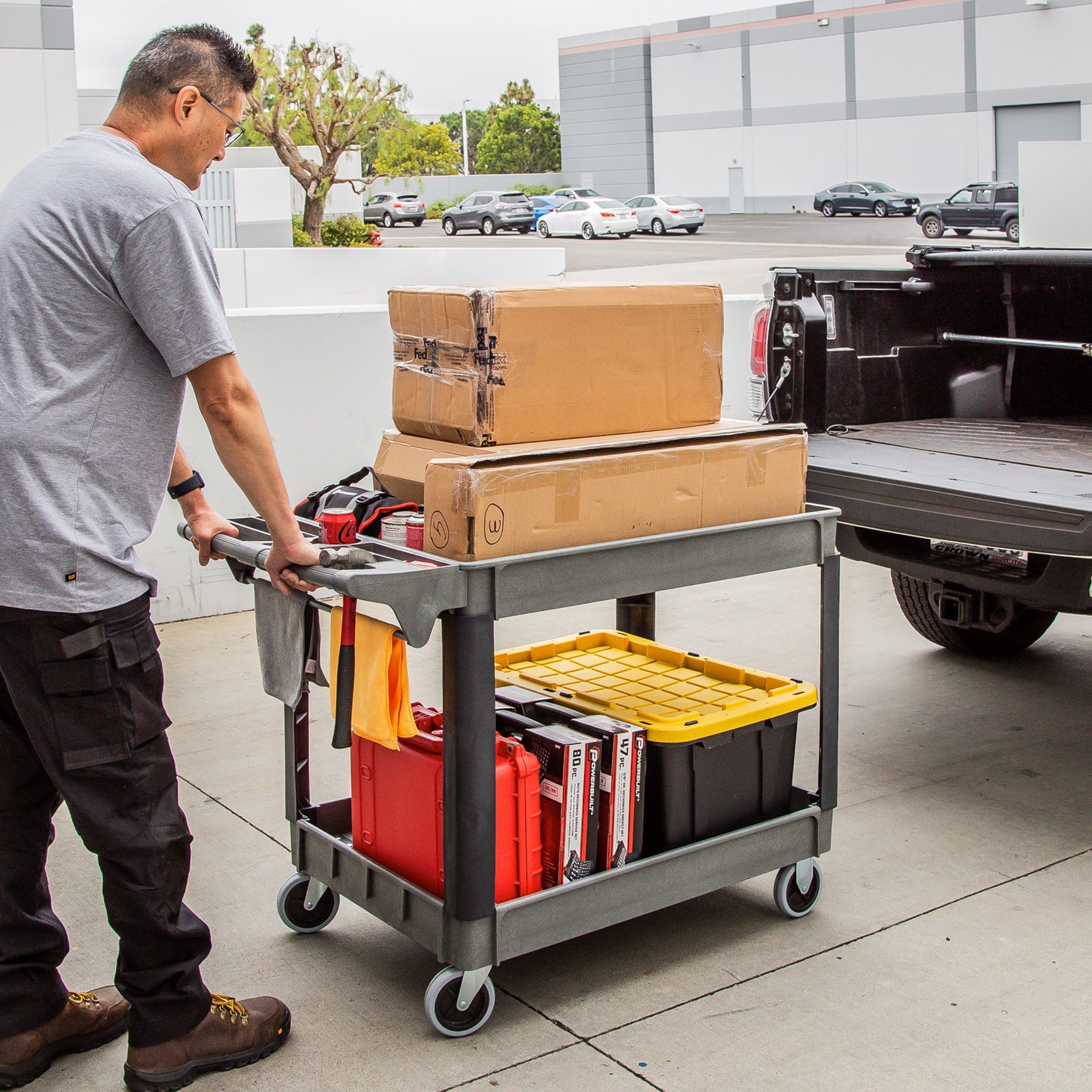 46 Inch x 26 Inch Utility Service Cart with 36 Inch x 24 Inch Tray