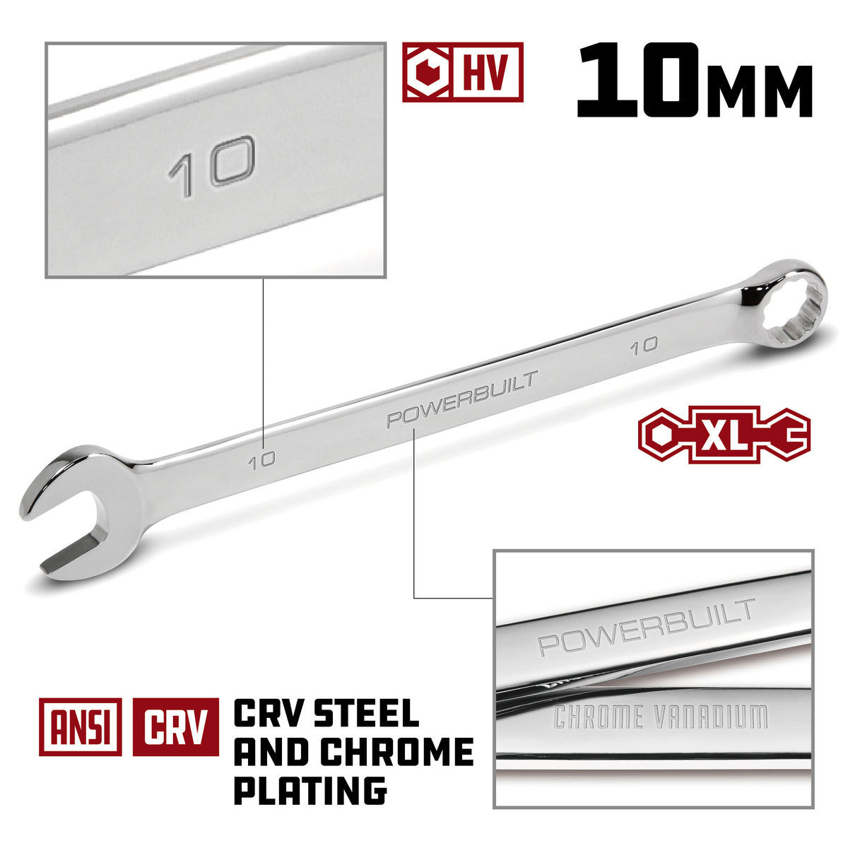 10 MM Fully Polished Long Pattern Metric Combination Wrench