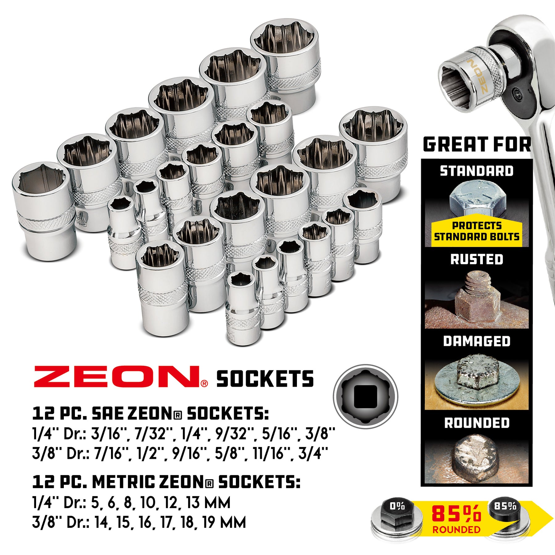 28 Piece Zeon Socket Set for Damaged Bolts