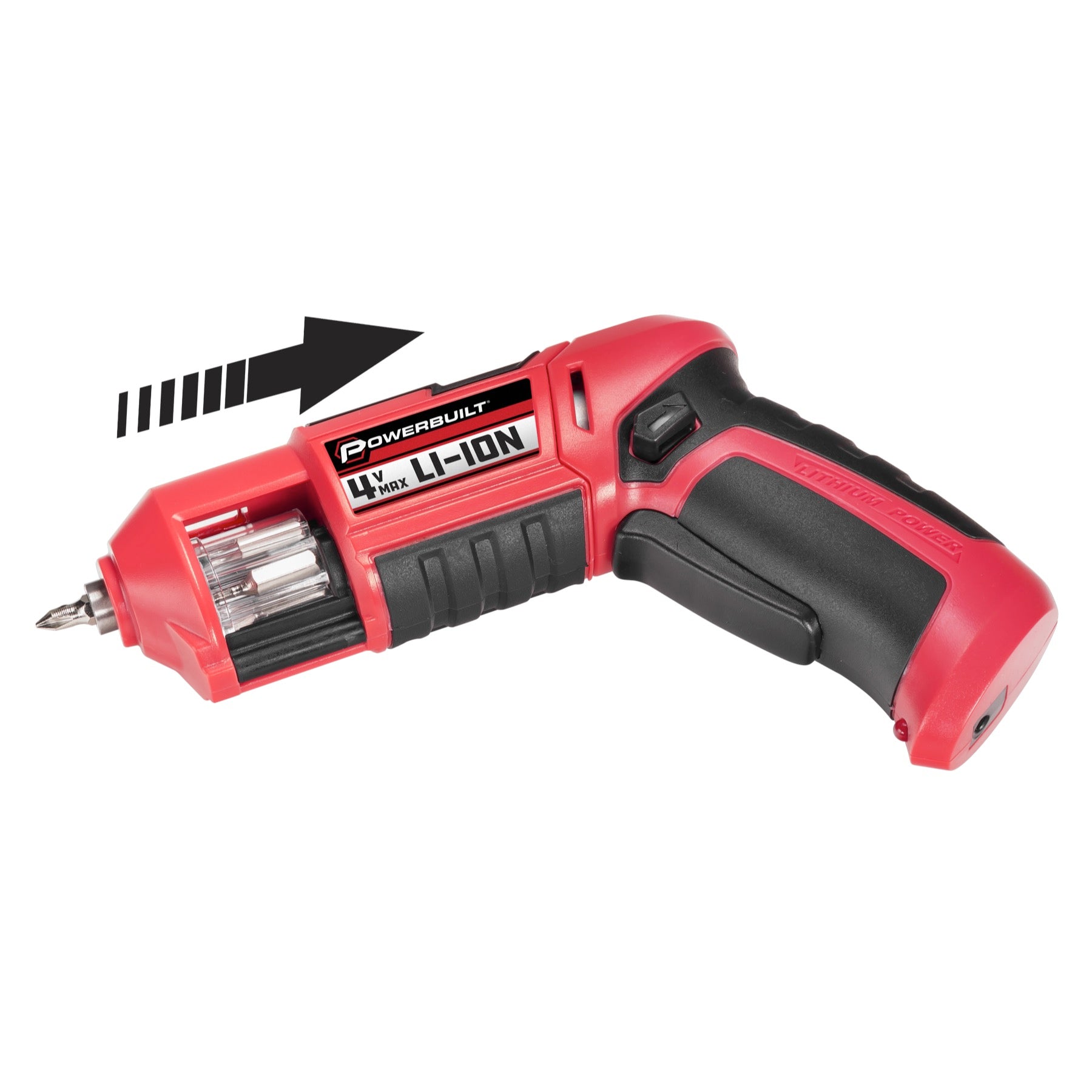 4V Lithium Ion Cordless Screwdriver with Revolving Bit Magazine