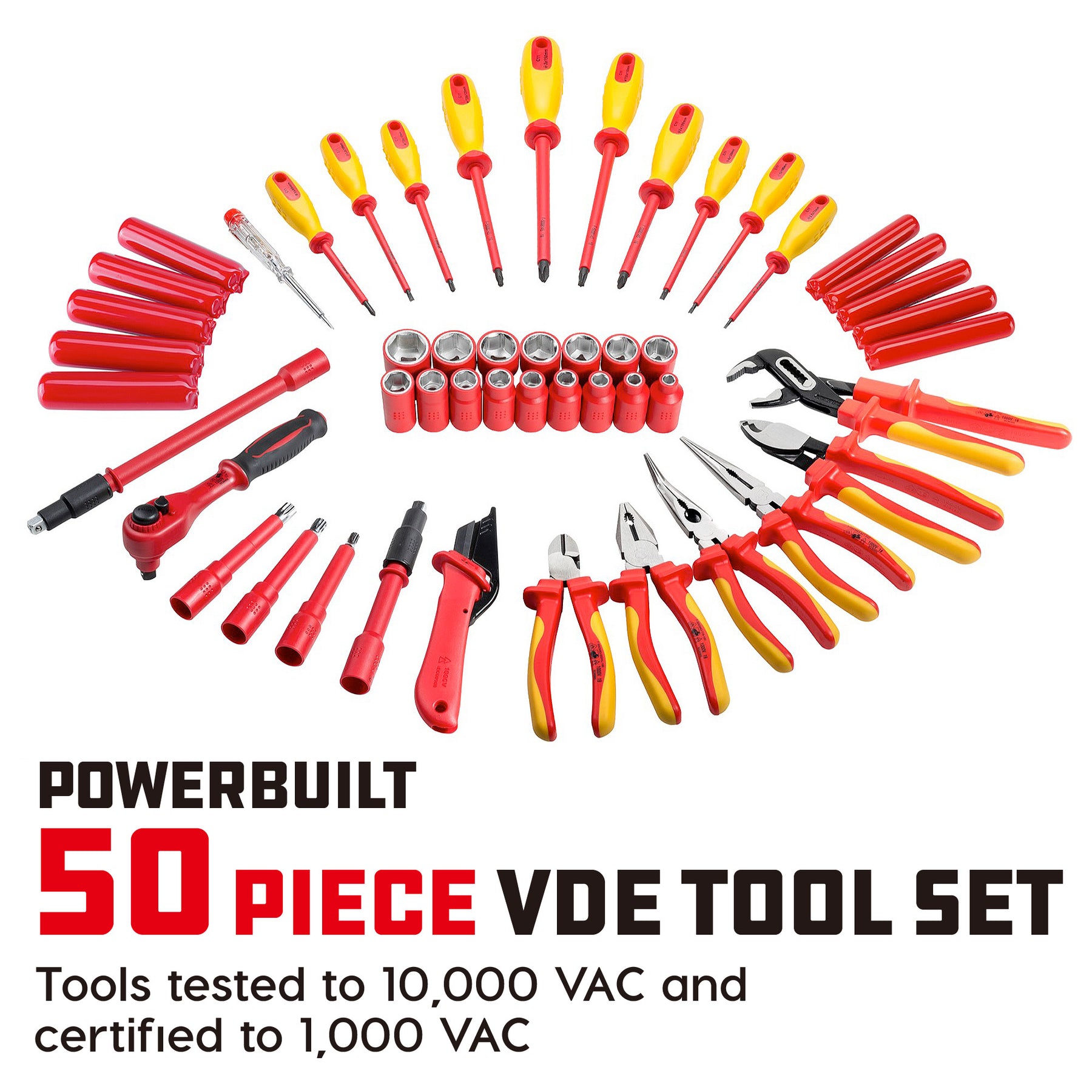 50 Piece VDE Insulated Electrician's Tool Set