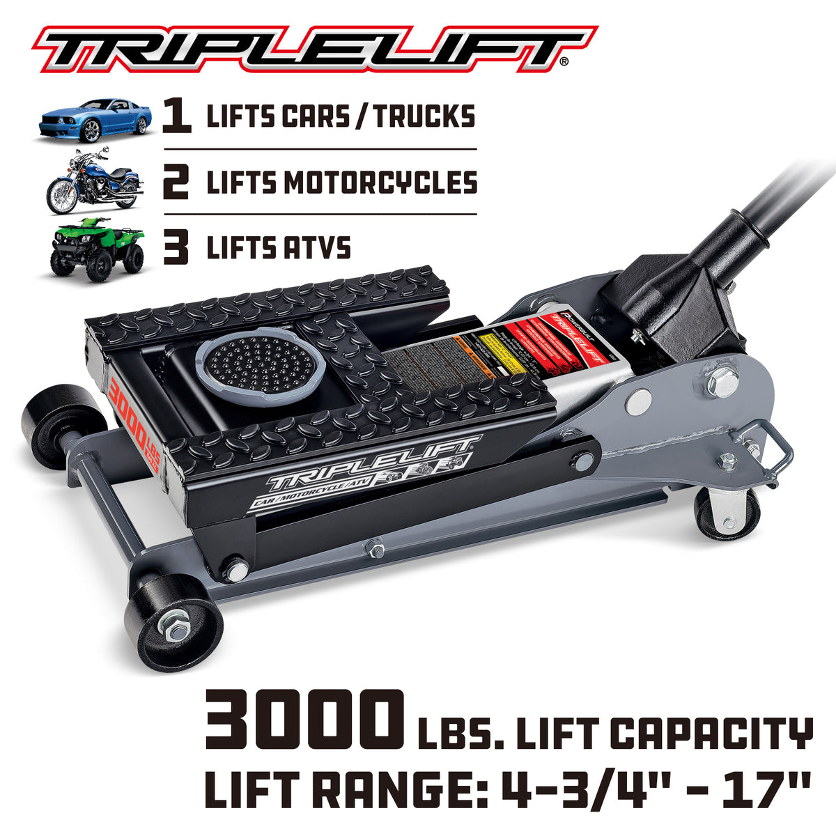 3000 Lb. Triple Lift Floor Jack