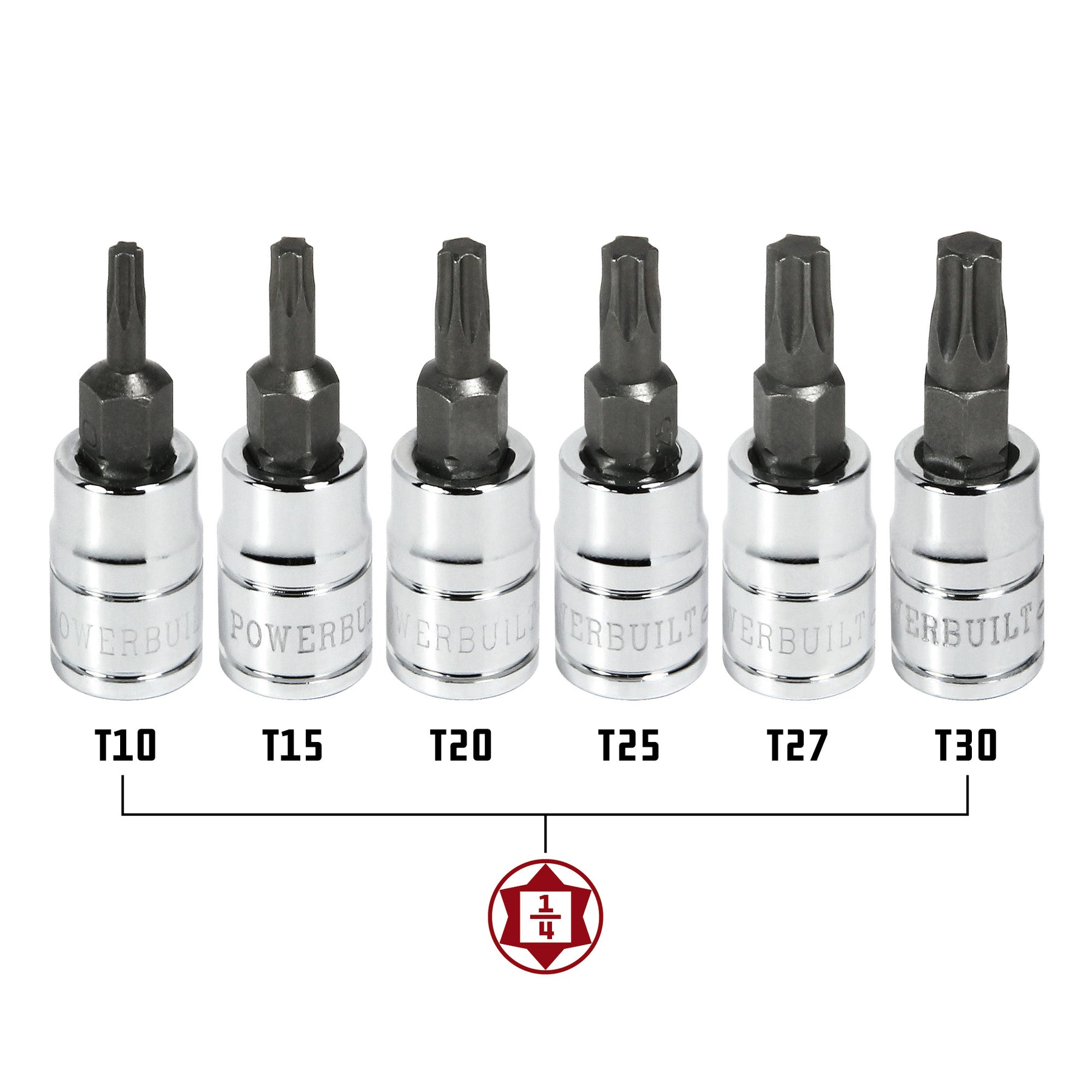 6 Piece 1/4 in. Dr. Torx Bit Socket Set