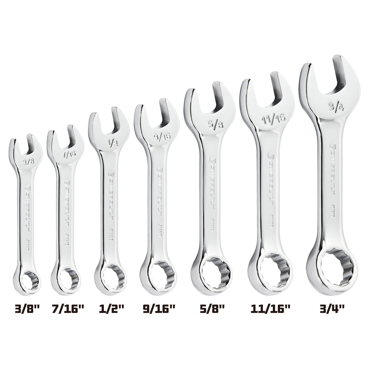 7 Piece SAE Stubby Combination Wrench Set