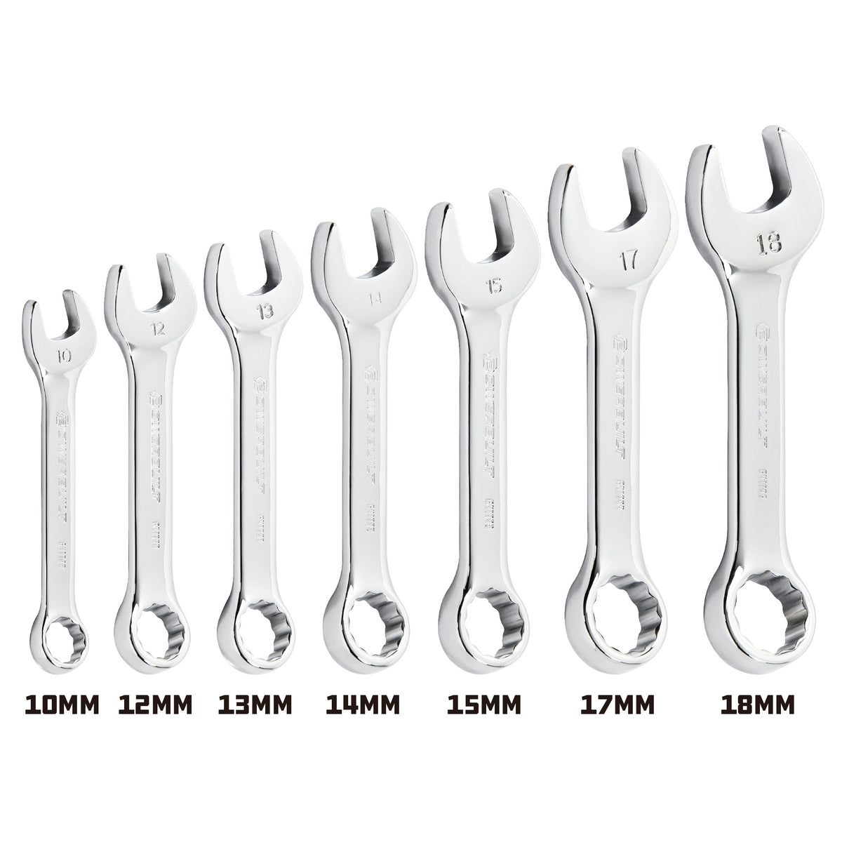 7 Piece Metric Stubby Combination Wrench Set