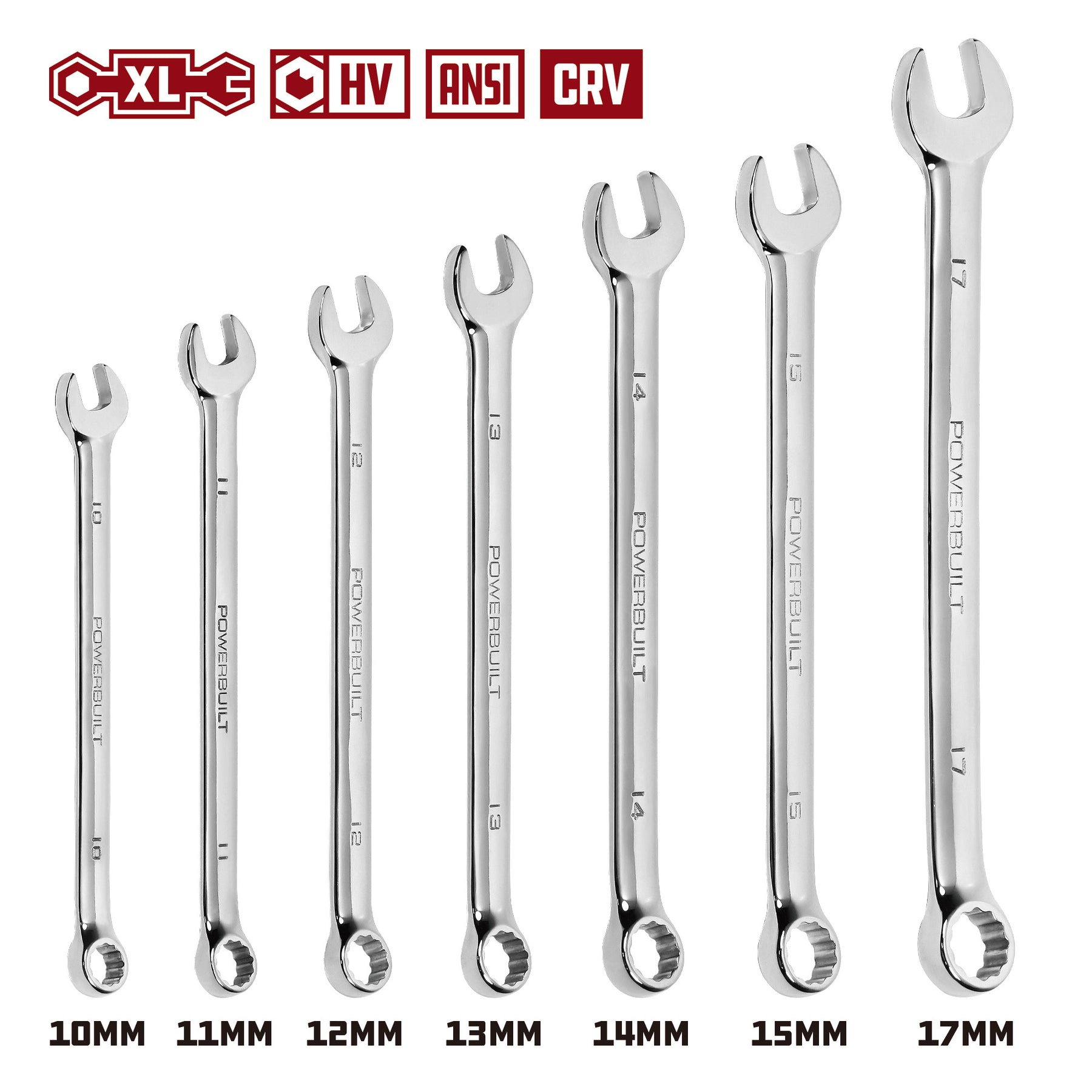 7 Pc. Long Handle Metric Combination Wrench Set