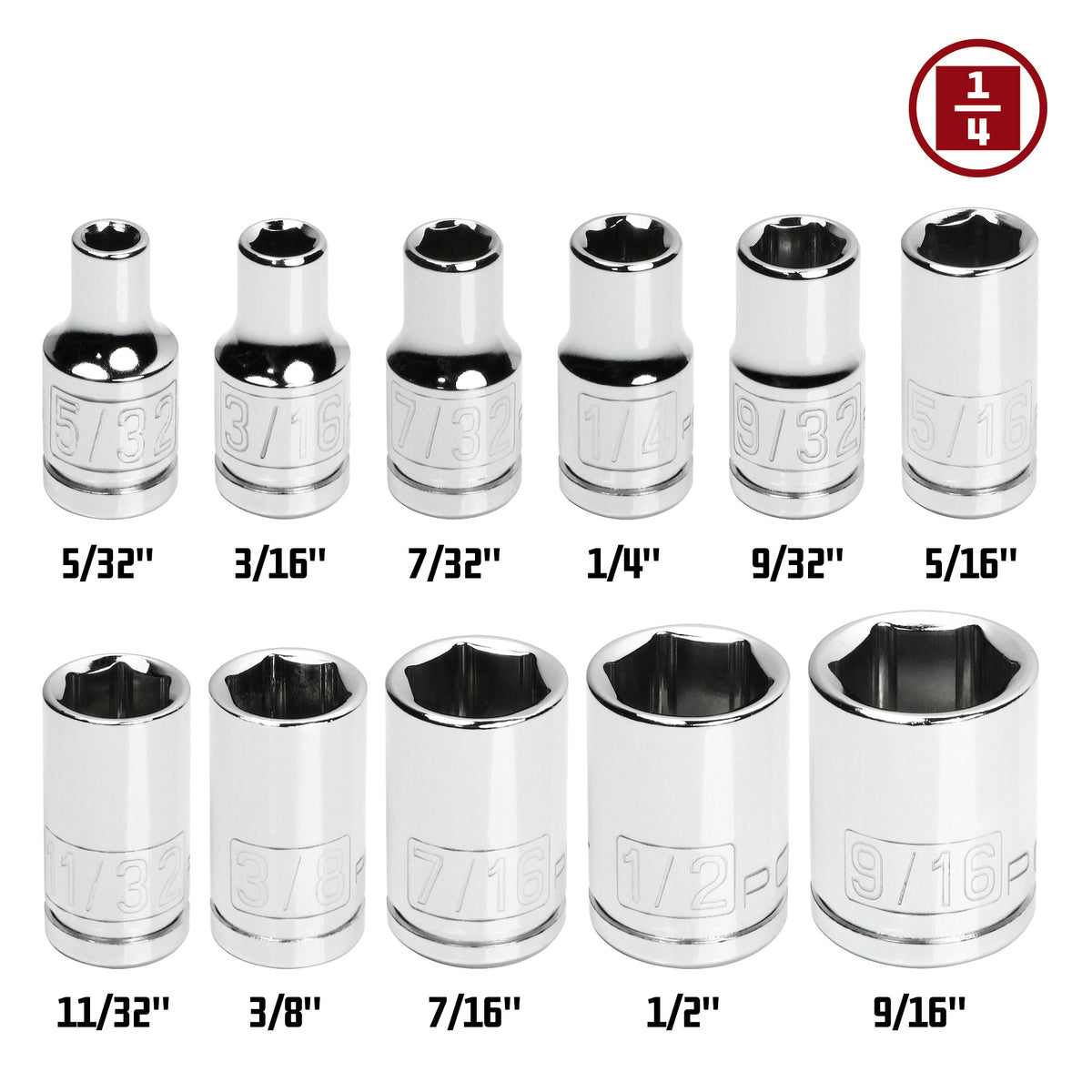 11 Piece 1/4 in. Dr. SAE 6 Pt. Socket Set