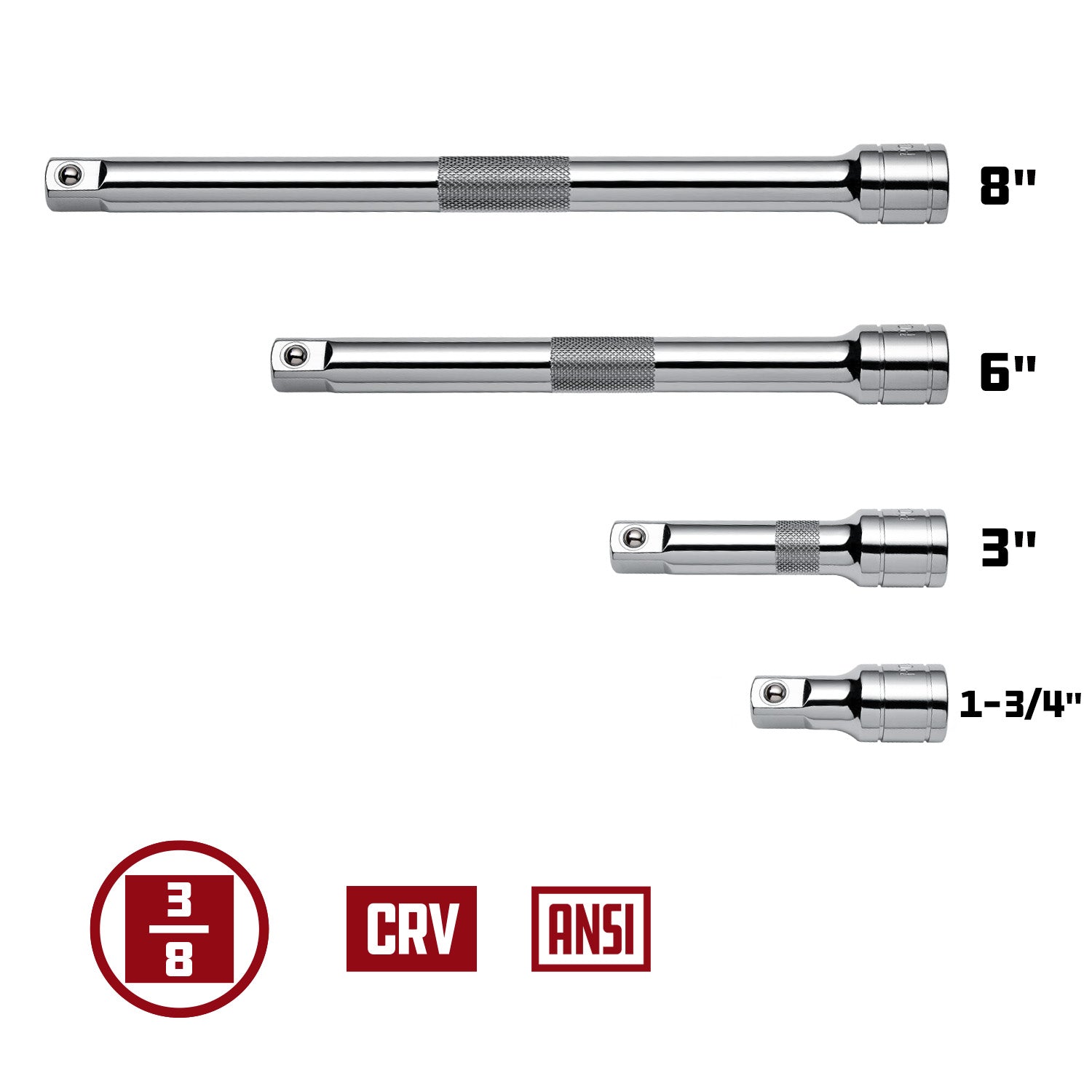 4 Piece 3/8 in. Dr. Socket Extension Bar Set