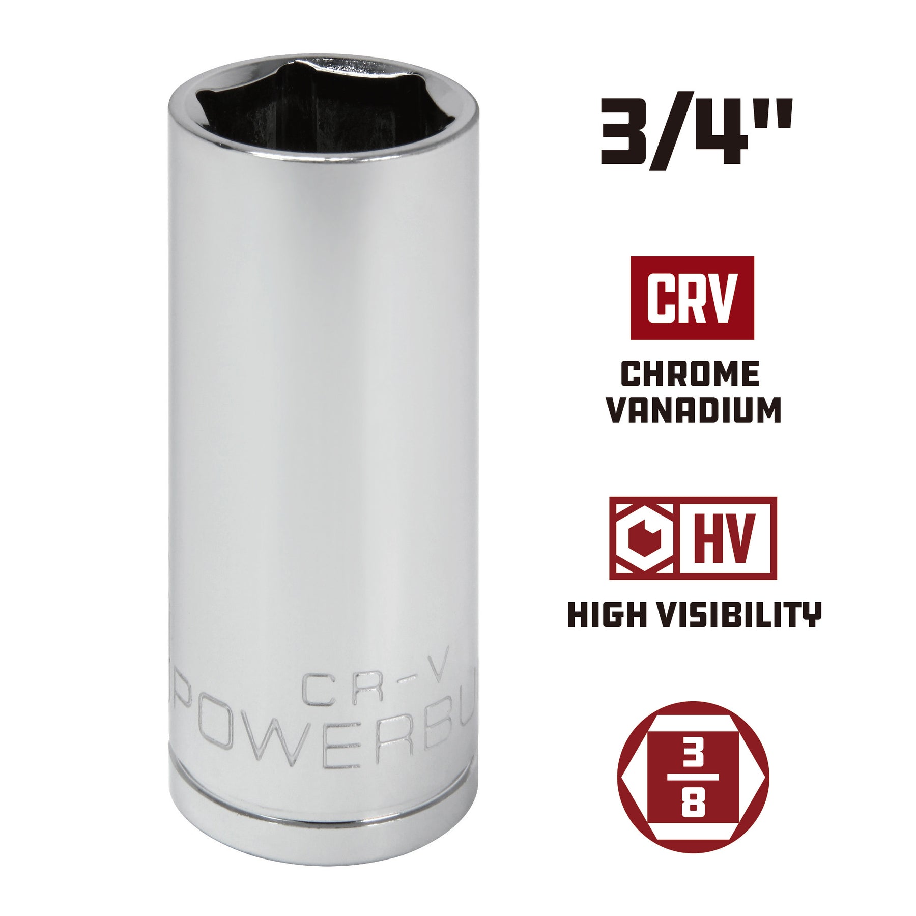 3/8 Inch Drive x 3/4 Inch 6 Point Deep Socket