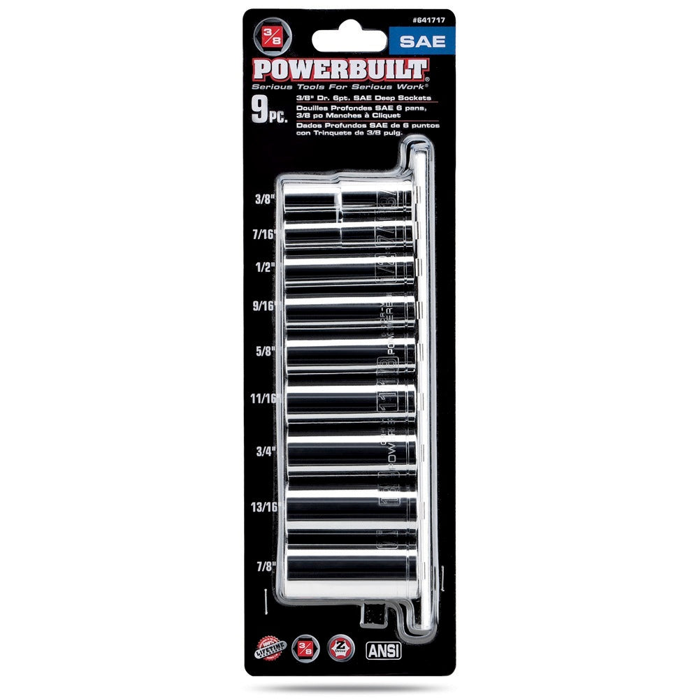 9 Piece 3/8 in. Dr. SAE 6 Pt. Deep Socket Set