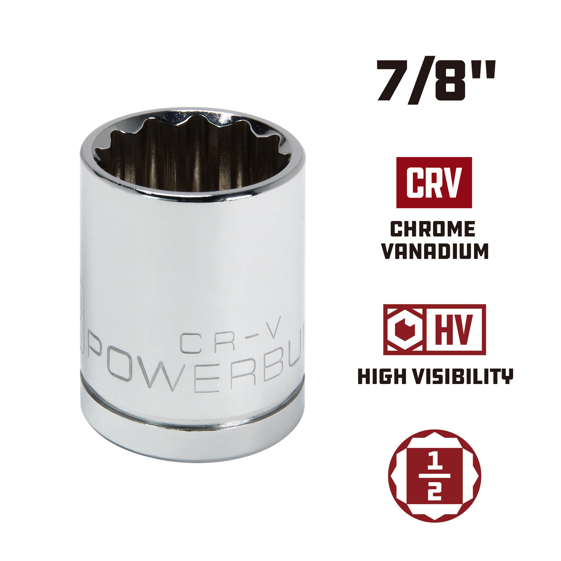 1/2 Inch Drive x 7/8 Inch 12 Point Shallow Socket