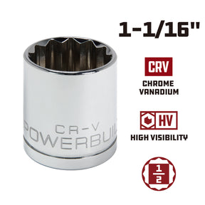 1/2 Inch Drive x 1-1/16 Inch 12 Point Shallow Socket