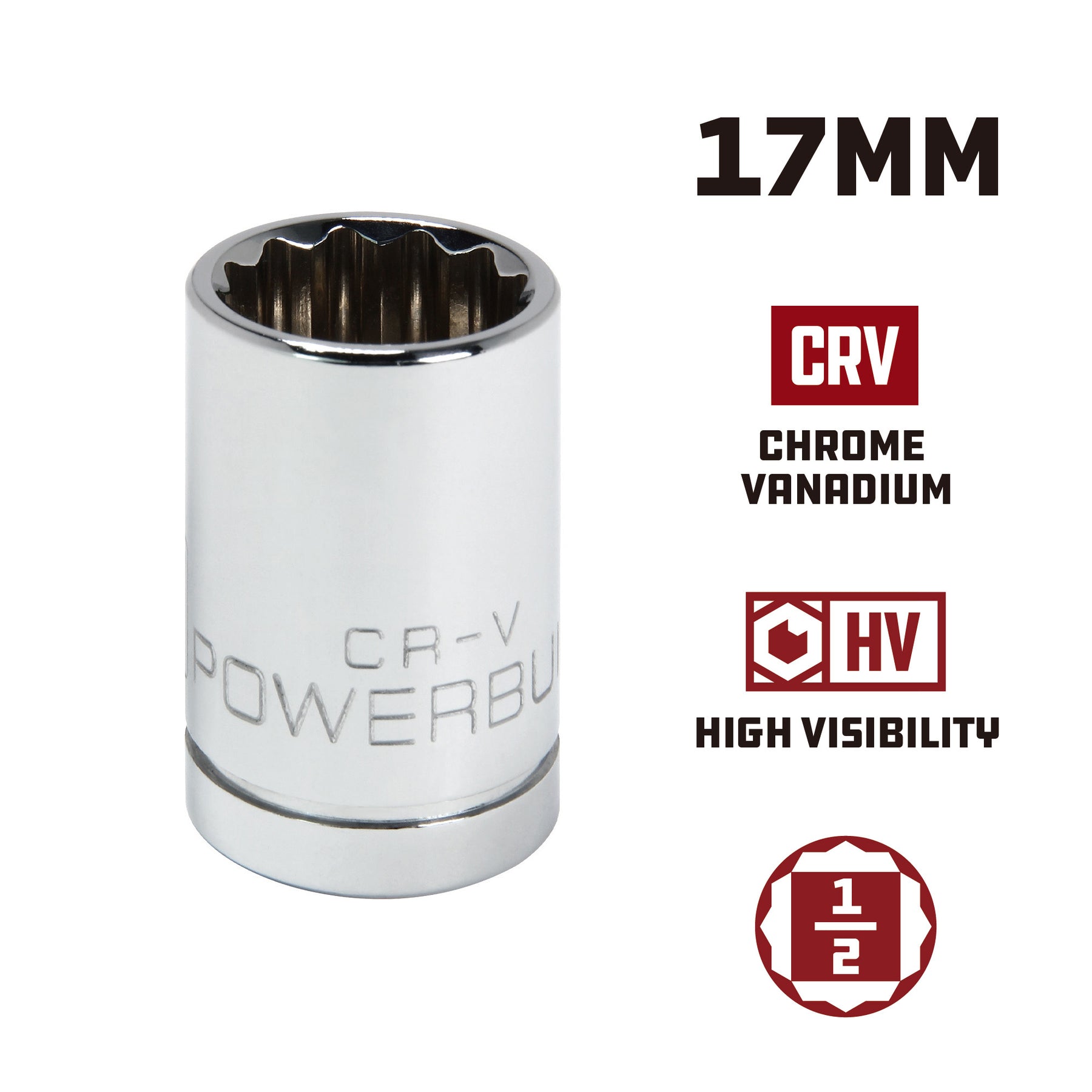 1/2 Inch Drive x 17 MM 12 Point Shallow Socket