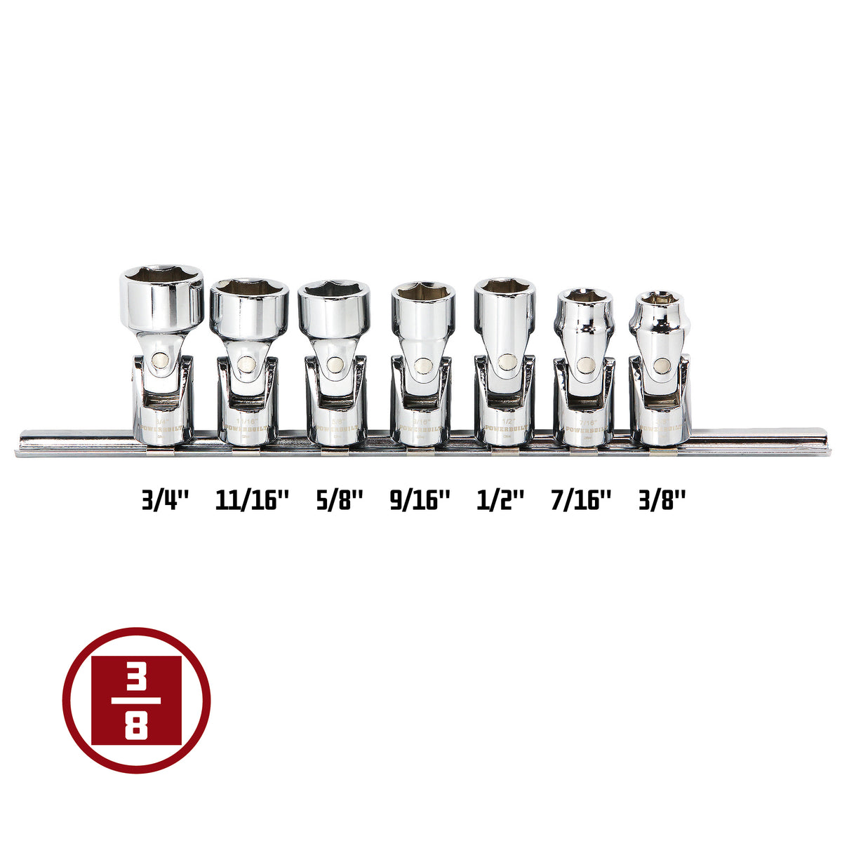 7 Piece 3/8 in. Dr. SAE Universal Socket Set