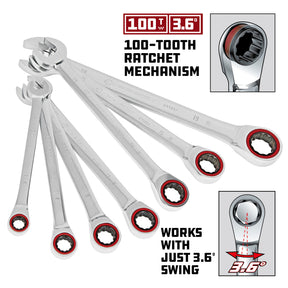 7 Piece Metric 100 Tooth Ratcheting Wrench Set