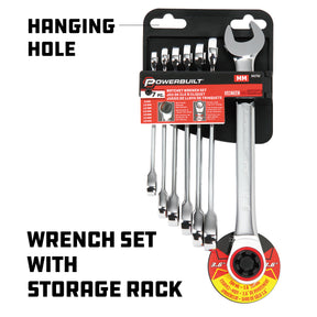 7 Piece Metric 100 Tooth Ratcheting Wrench Set