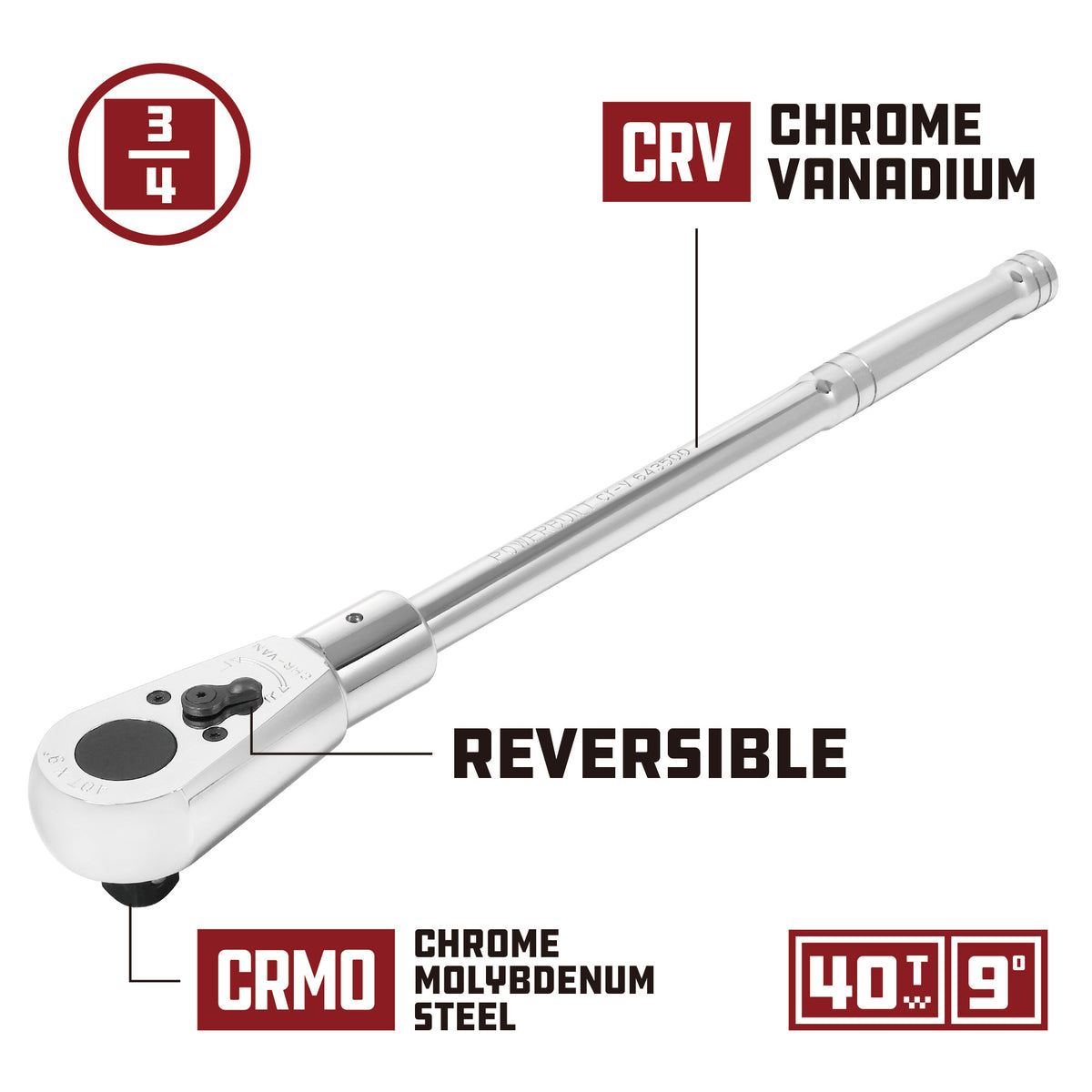 3/4 in. Dr. 40 Tooth Quick Release Ratchet