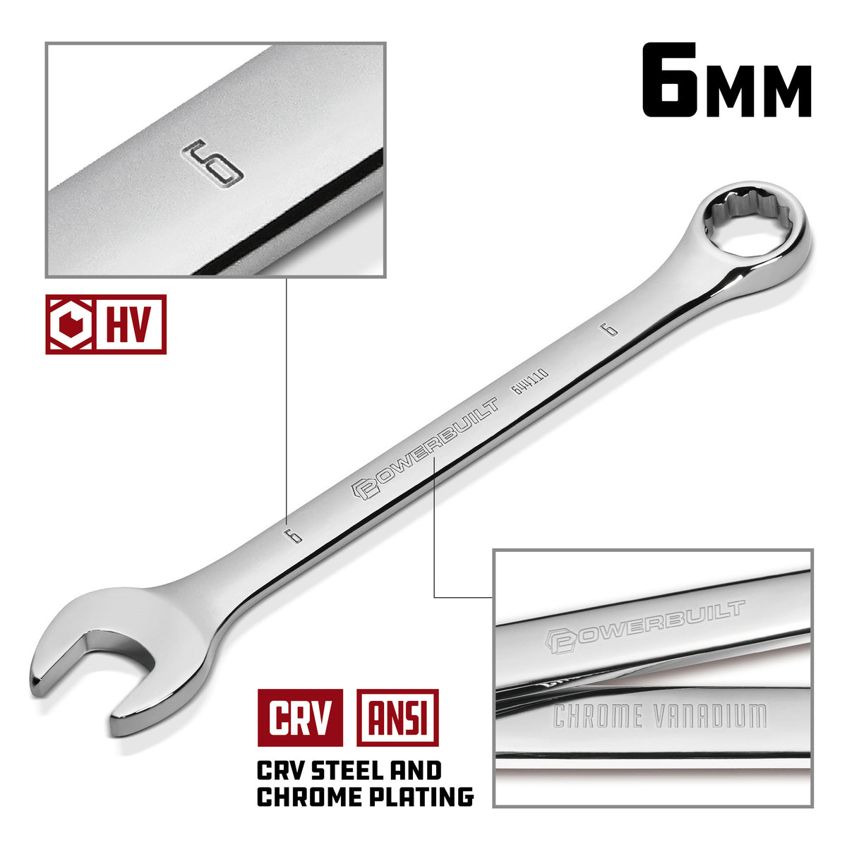 6 MM Fully Polished Metric Combination Wrench