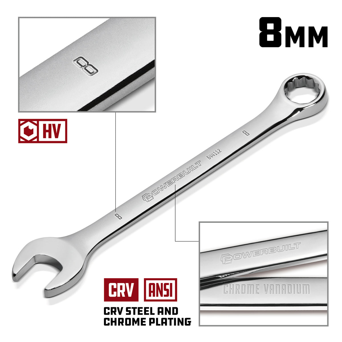 8 MM Fully Polished Metric Combination Wrench