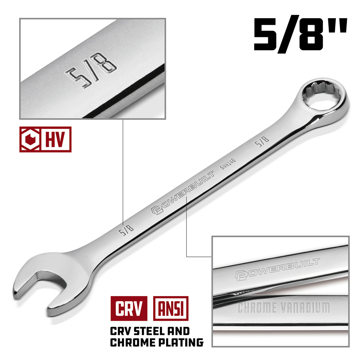 5/8 Inch Fully Polished SAE Combination Wrench