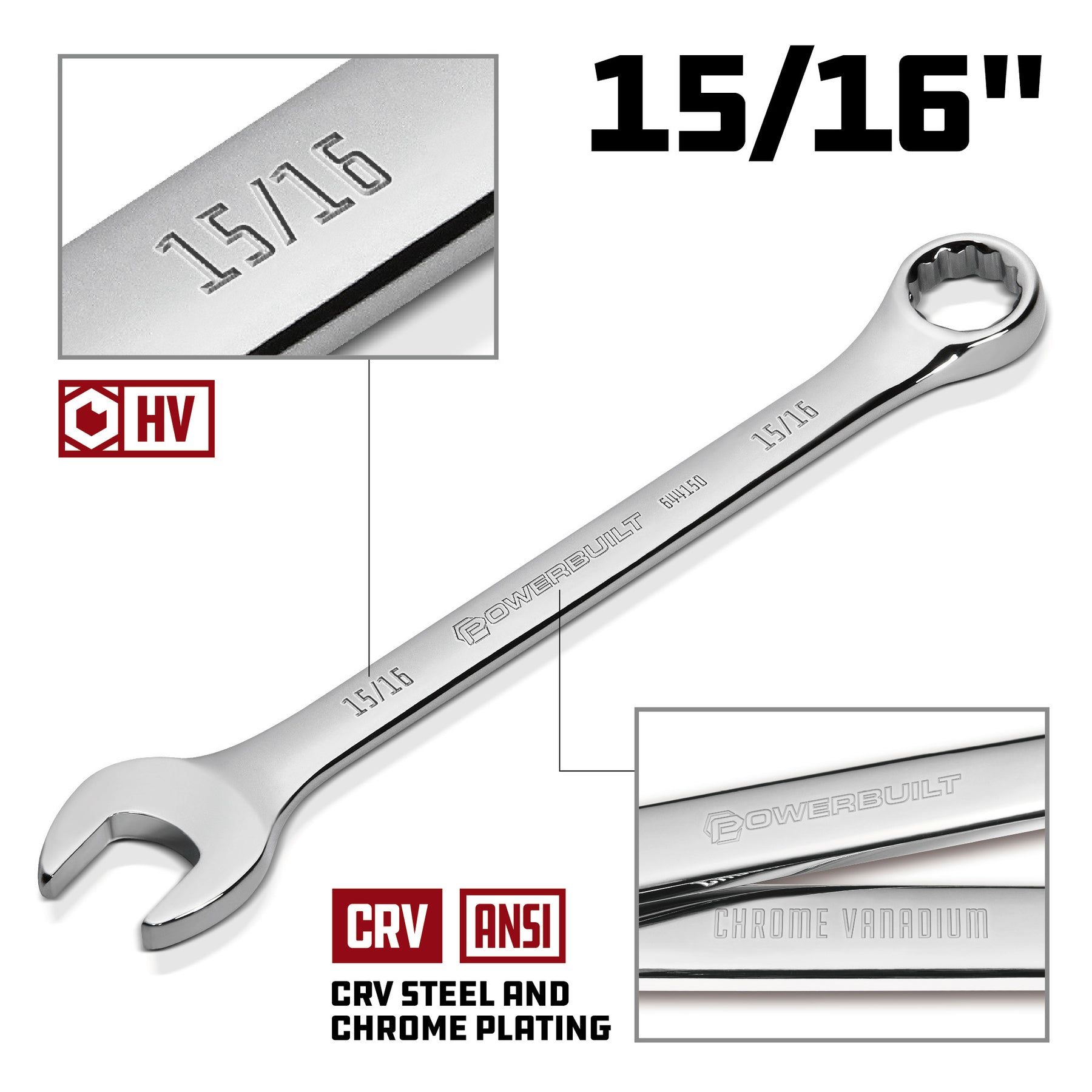 15/16 Inch Fully Polished SAE Combination Wrench