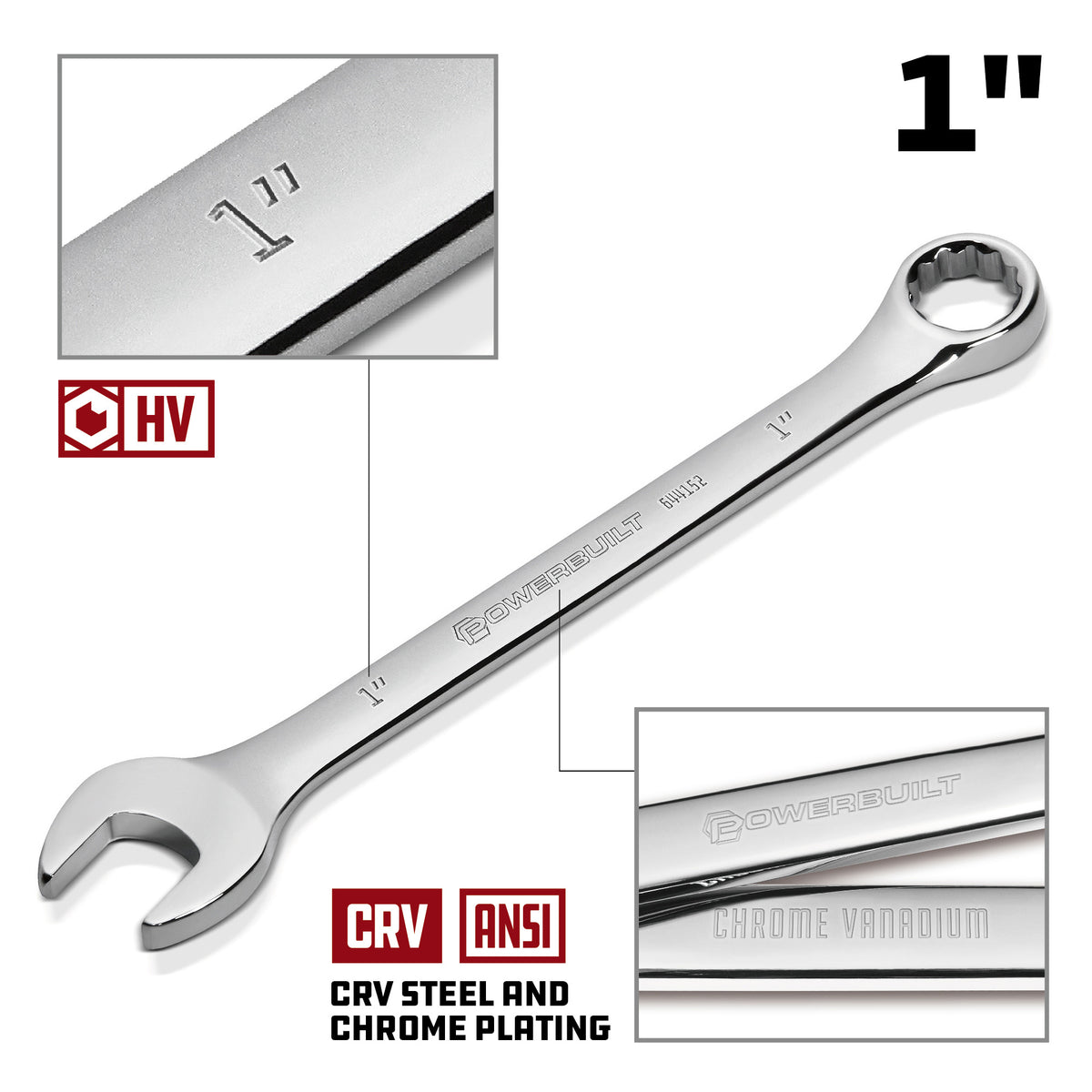 1 Inch Fully Polished SAE Combination Wrench