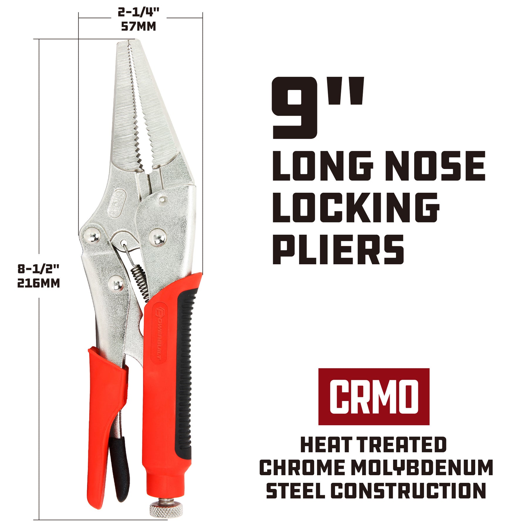 9 in. Long Nose Locking Pliers with Injection Handle