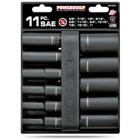 11 Piece 1/2 in. Dr. SAE Deep Impact Socket Set