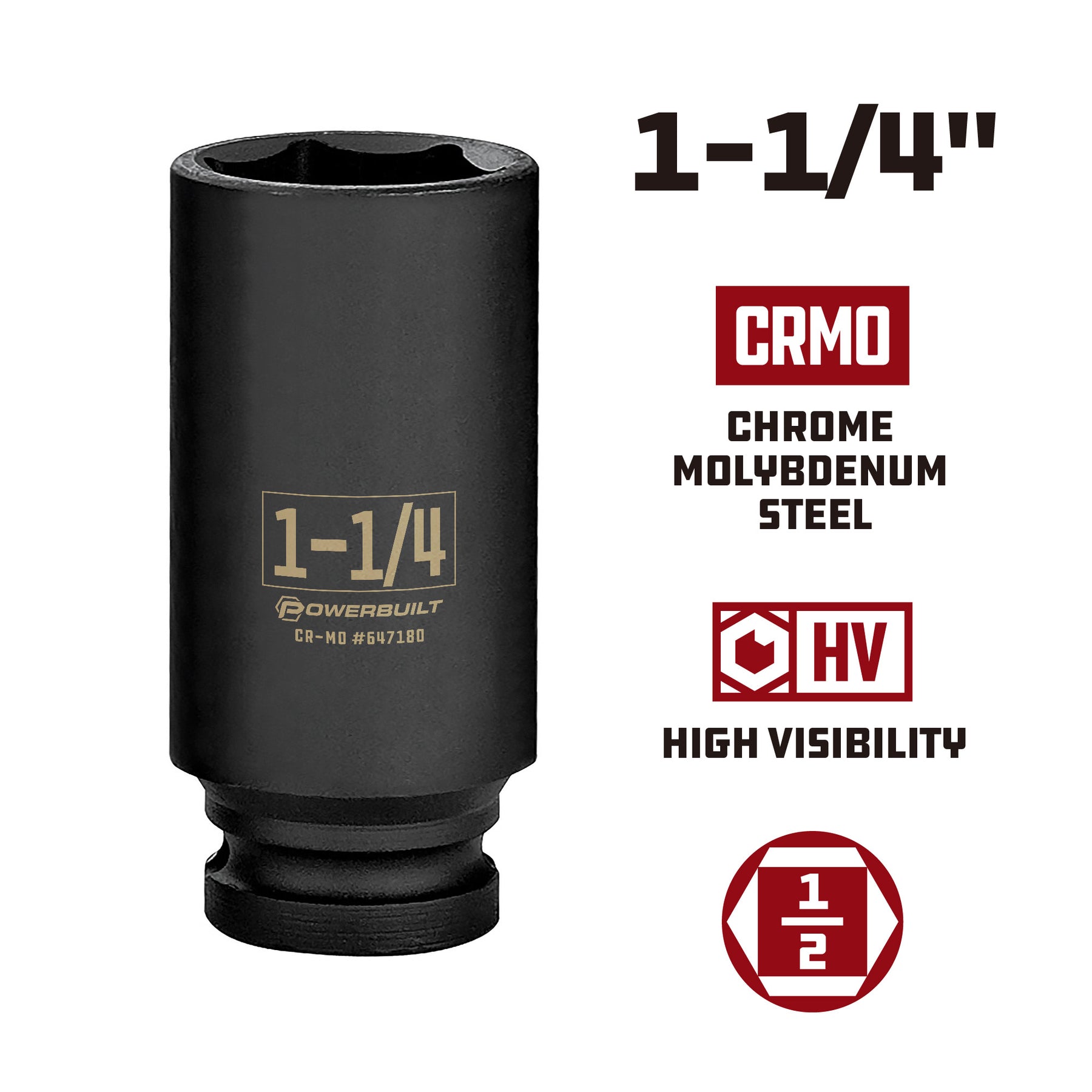 1/2 Inch Drive x 1-1/4 Inch  6 Point Deep Impact Socket