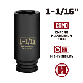 1/2 Inch Drive x 1-1/16 Inch  6 Point Deep Impact Socket