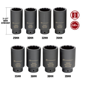 8 Piece 1/2 in. Drive 12 Point Metric Axle Nut Socket Set