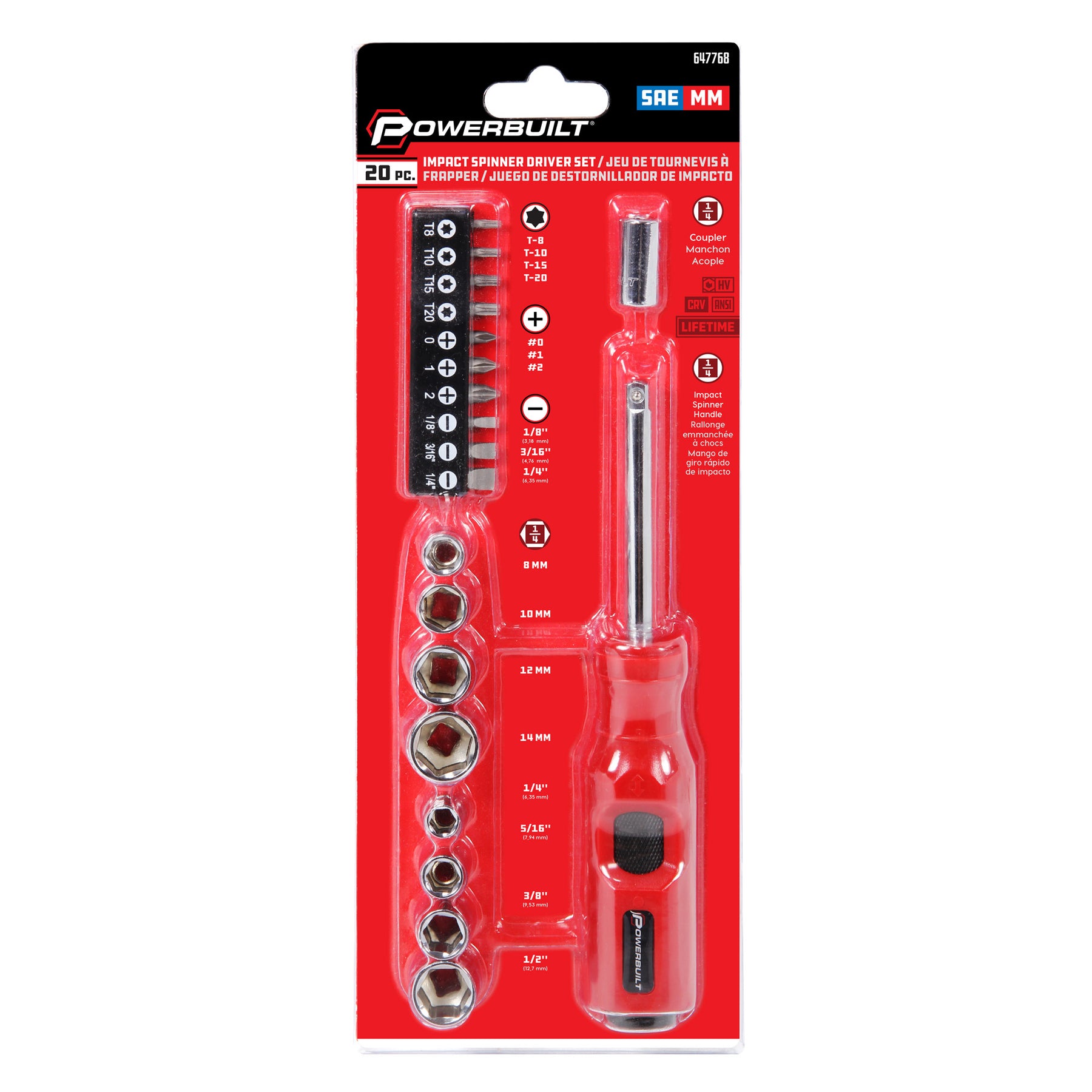 20 Piece 1/4 in. Drive Impact Bit Driver and Nut Driver Set