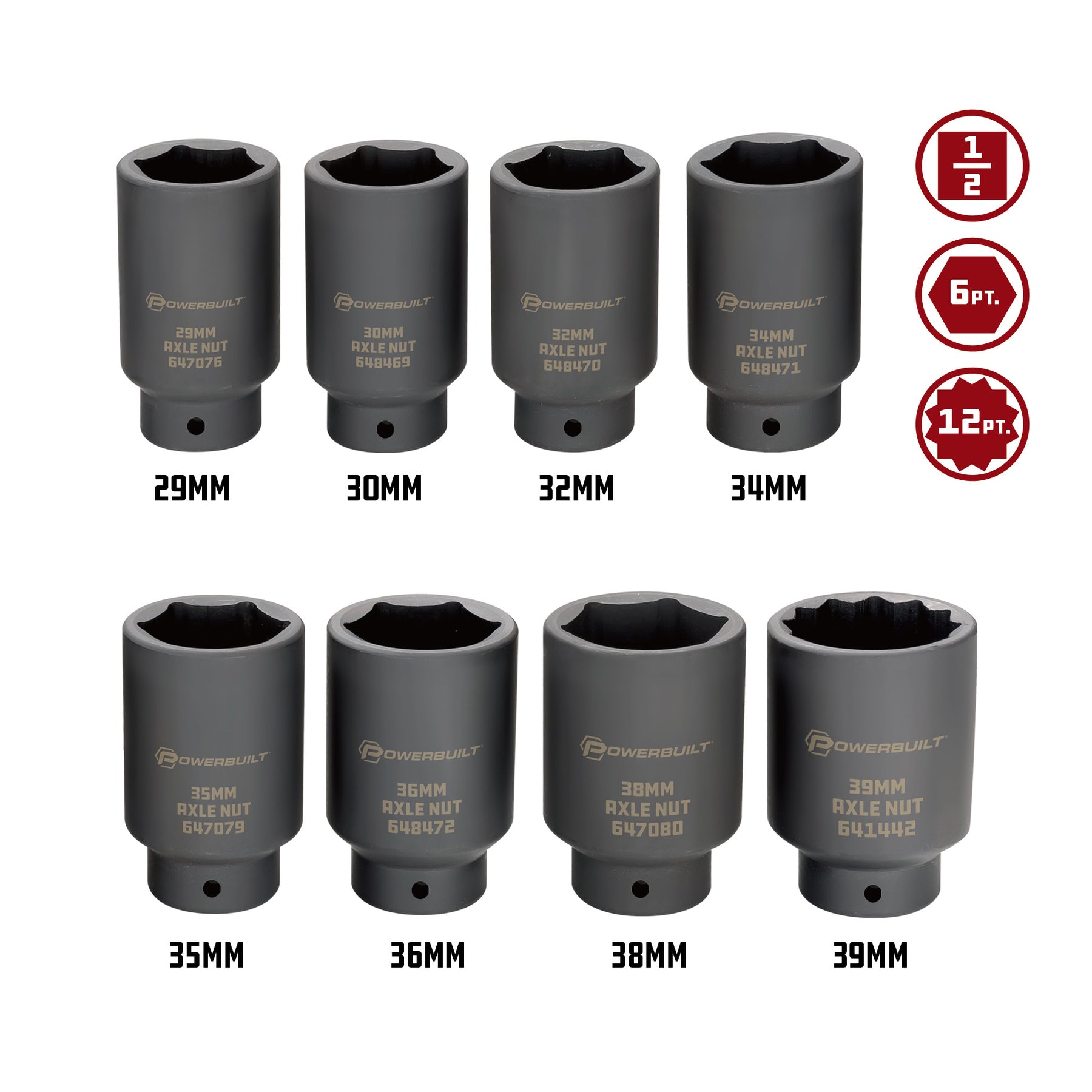 8 Piece Axle Nut Socket Set