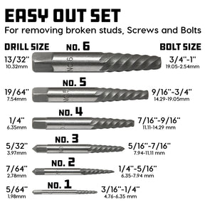 6 Piece Screw Extractor Set