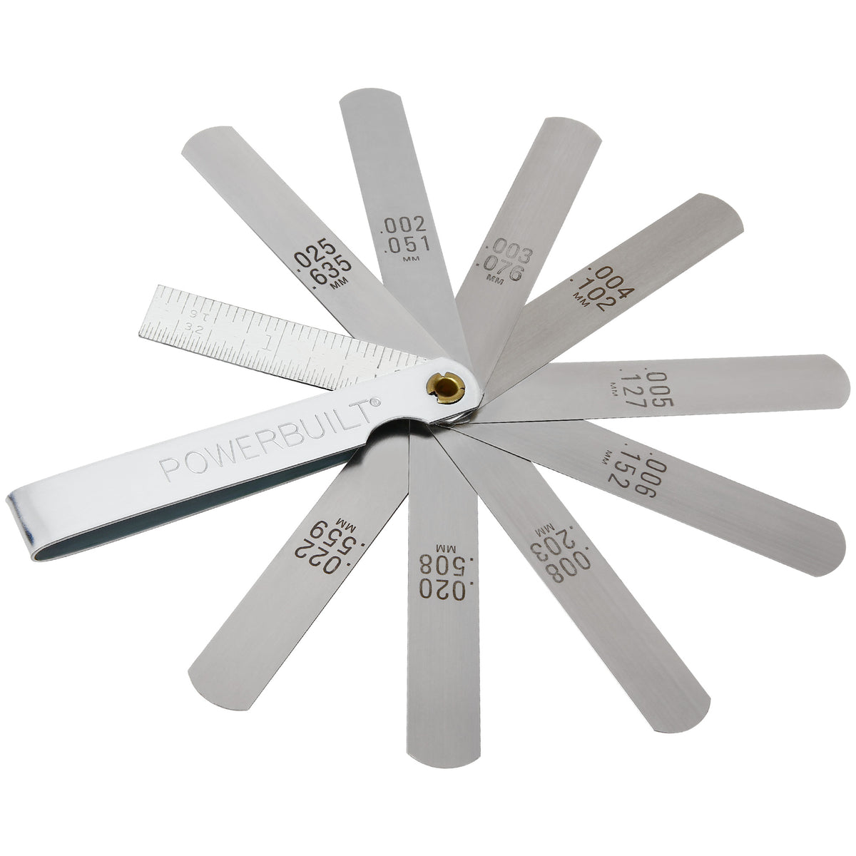 Powerbuilt 9 Blade Feeler Gauge And Ruler - 648514