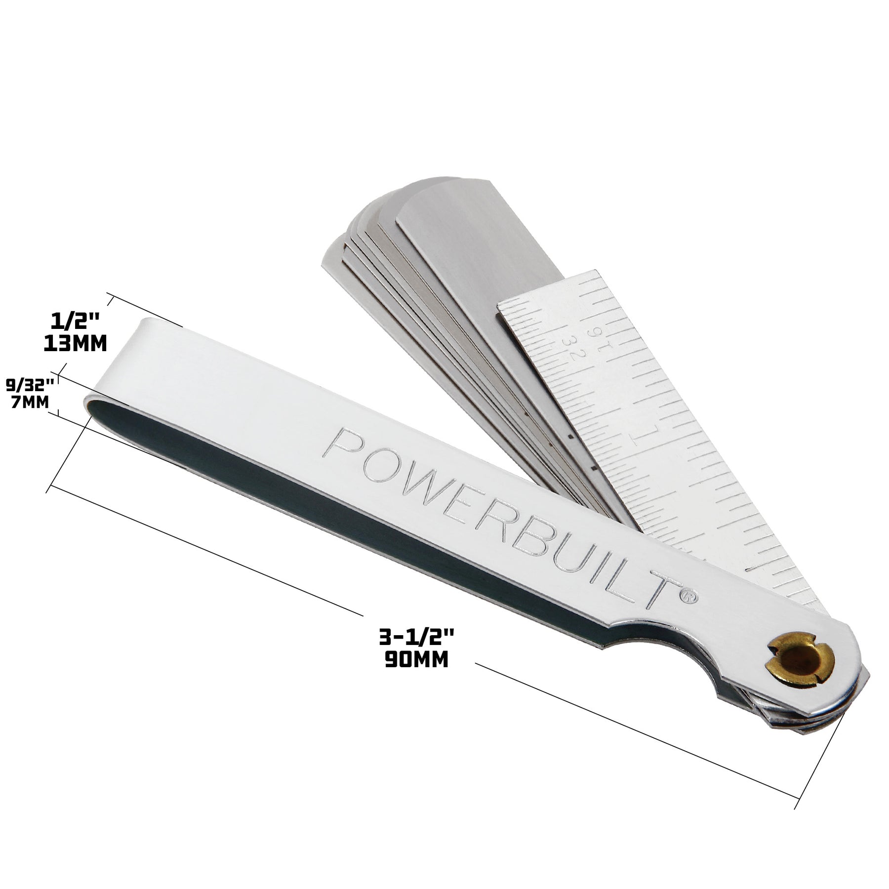 Powerbuilt 9 Blade Feeler Gauge And Ruler - 648514