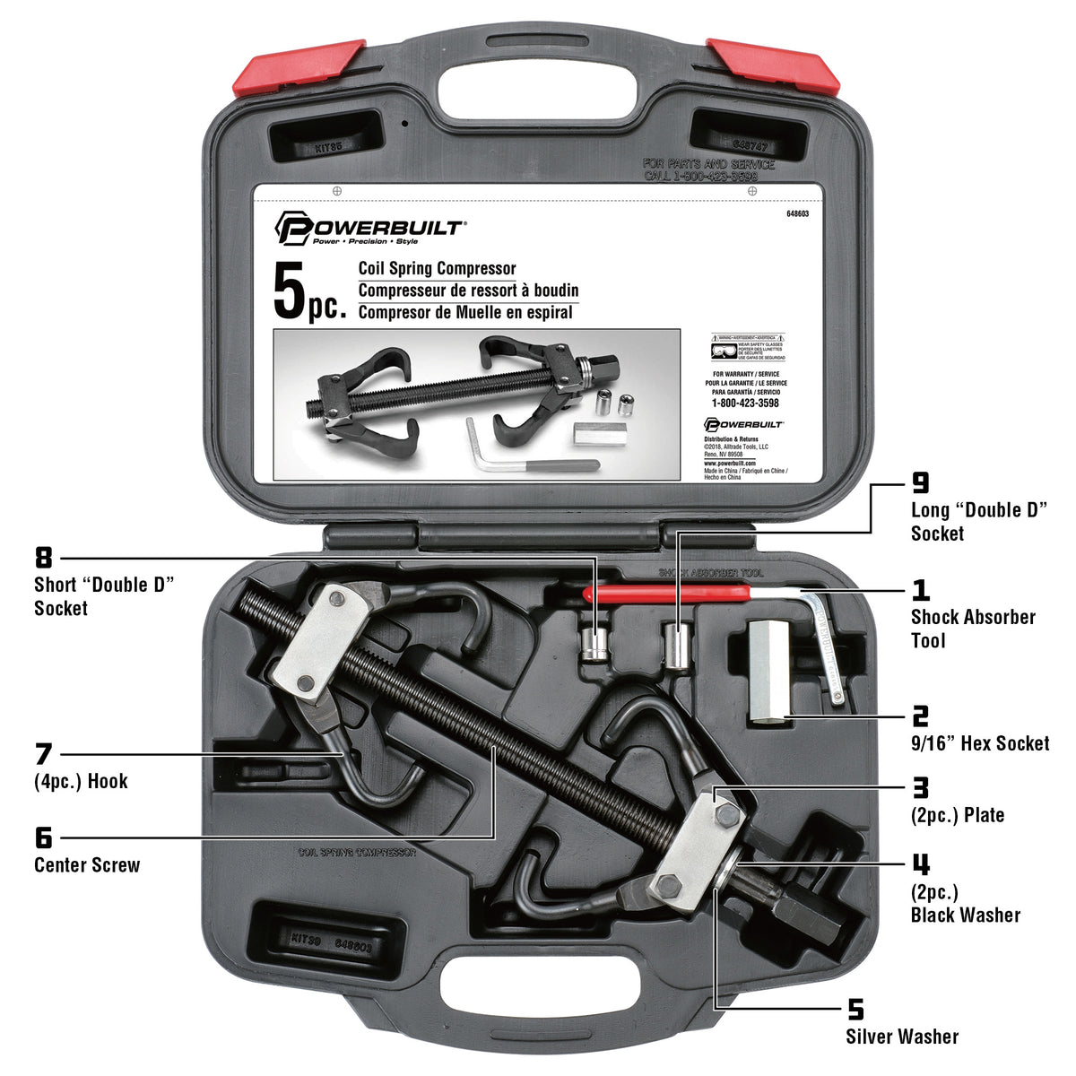 5 Piece Coil Spring Compressor Kit